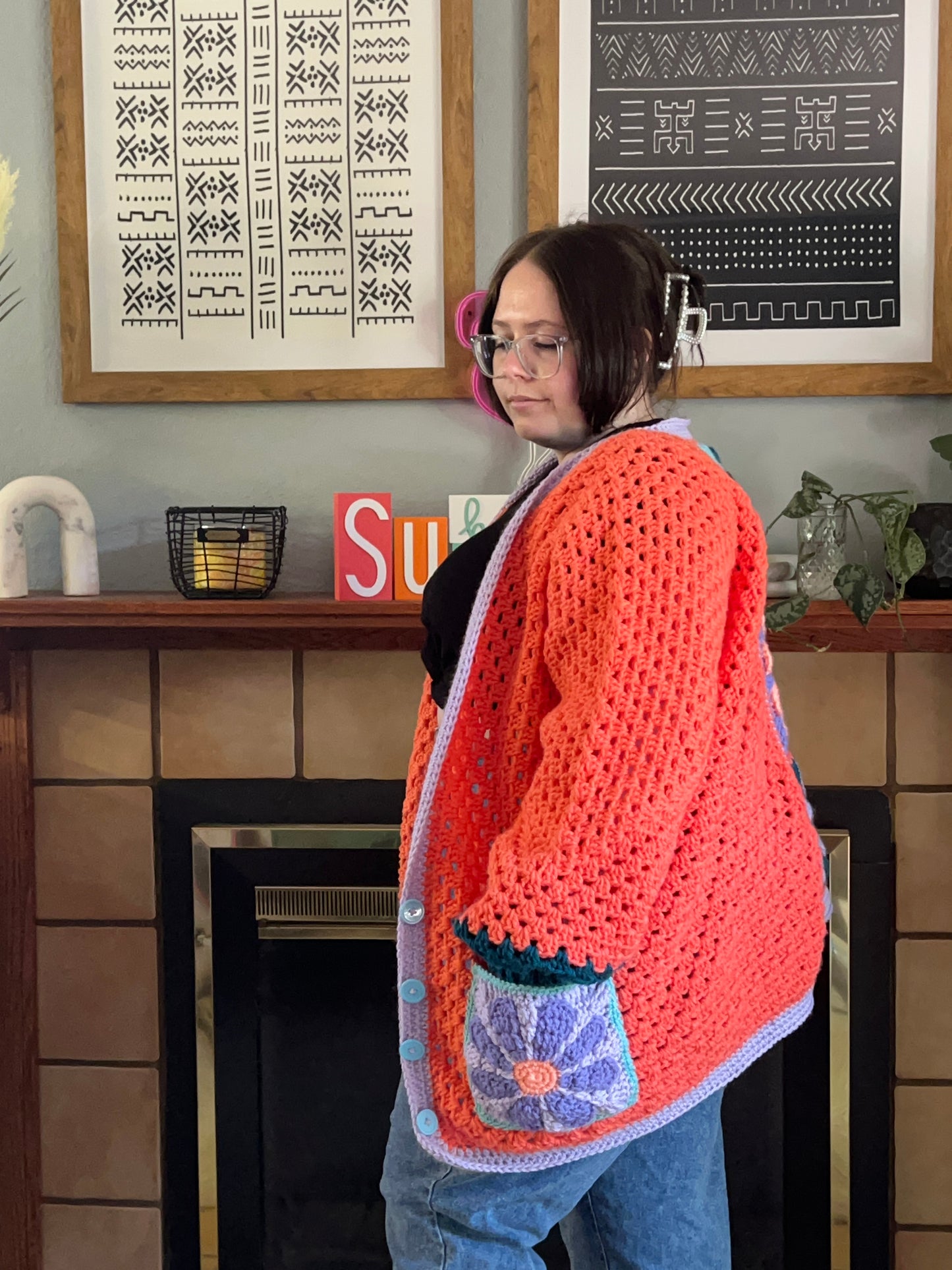 Groovy Flower Hexagon Cardigan